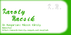 karoly macsik business card